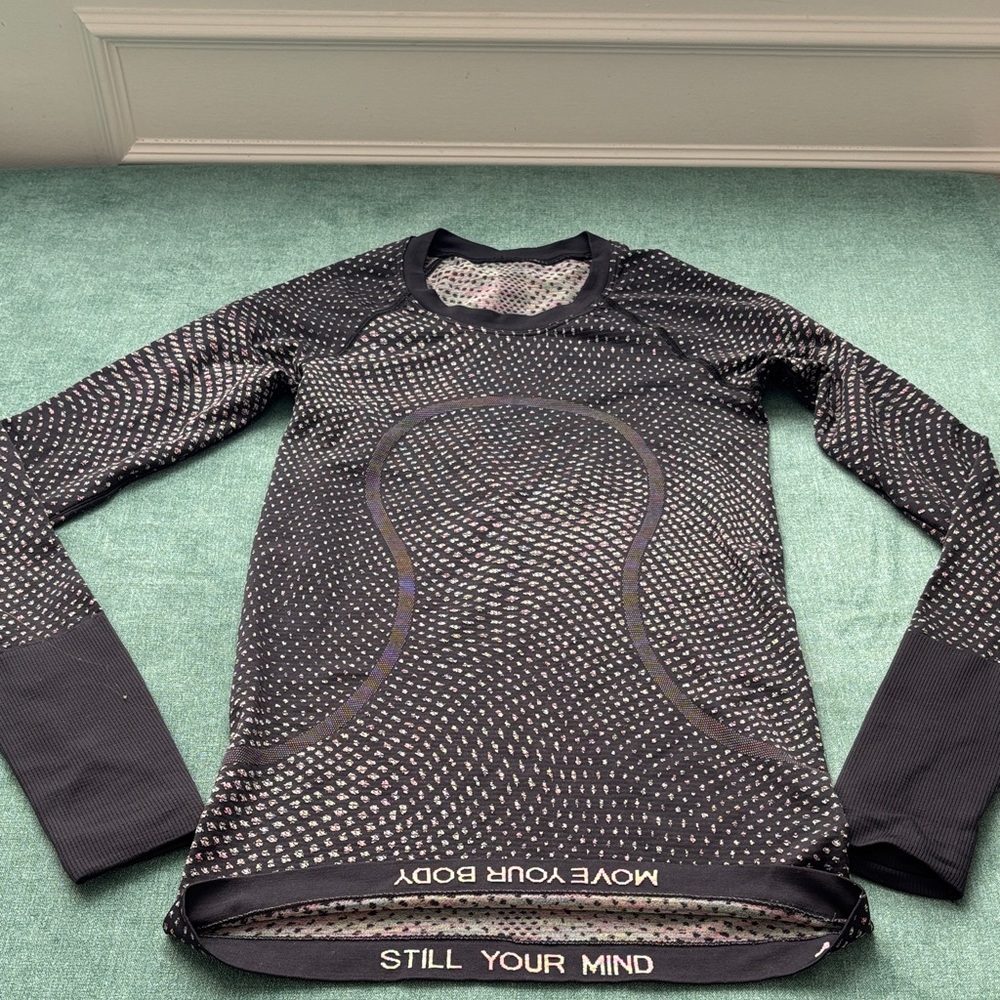 lululemon athletica Black/rainbow Patterned Long Sleeve Top